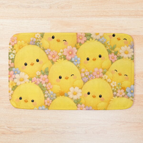 Item preview, Cute Fluffy Chicks with Spring Flowers Pattern | Kawaii Baby Chick Seamless Nursery Design designed and sold by Atum&Art.