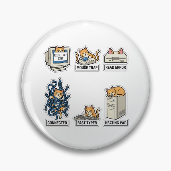 Item preview, Vintage Cat CRT Monitor Sticker Pack - Retro 2000s Desktop Computer Puns designed and sold by SimpleP.