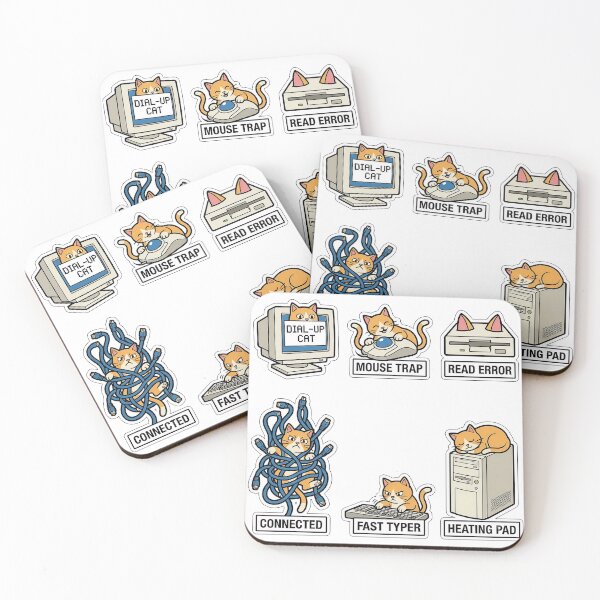 Item preview, Vintage Cat CRT Monitor Sticker Pack - Retro 2000s Desktop Computer Puns designed and sold by SimpleP.