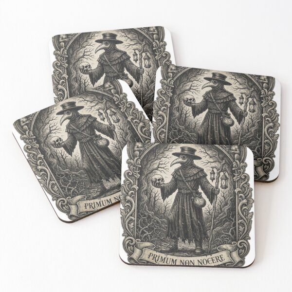Item preview, Plague Doctor & Skull - Primum Non Nocere Medieval Engraving designed and sold by BloopyWorks.