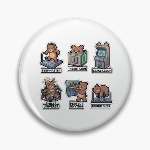 Item preview, Retro Bear Dance Machine Sticker Pack - Vintage 2000s Arcade Game Puns designed and sold by SimpleP.