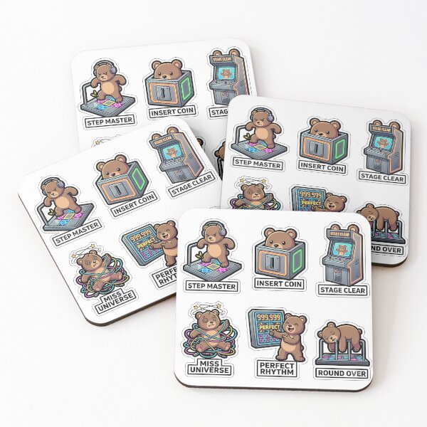 Item preview, Retro Bear Dance Machine Sticker Pack - Vintage 2000s Arcade Game Puns designed and sold by SimpleP.