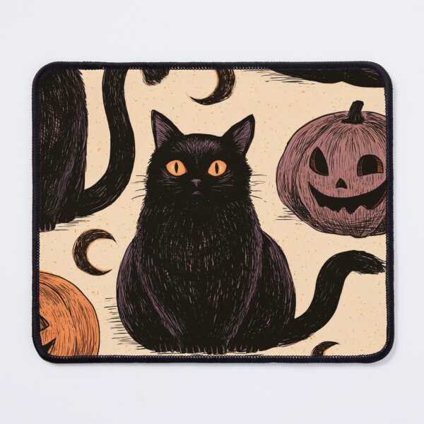 Item preview, Vintage Black Cats and Spooky Pumpkins Halloween Pattern designed and sold by VectorForge.