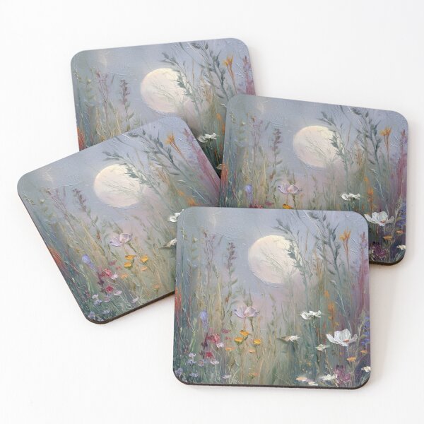 Item preview, Harvest Moon Lughnasadh – Full Moon over flowers and grasses designed and sold by monchie.