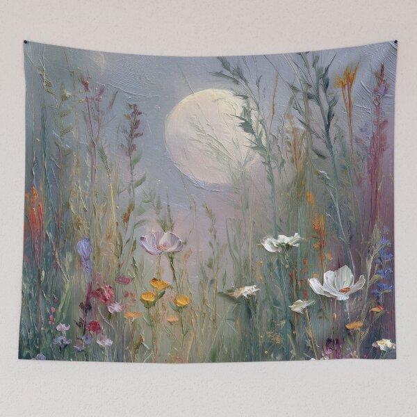 Item preview, Harvest Moon Lughnasadh – Full Moon over flowers and grasses designed and sold by monchie.