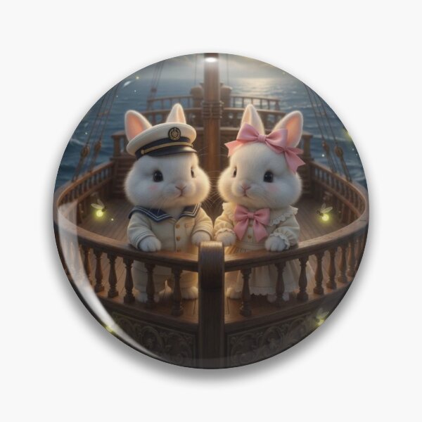 Item preview, Cute Sailor Bunnies on Wooden Ship Under Crescent Moon designed and sold by lovelistivkaa.