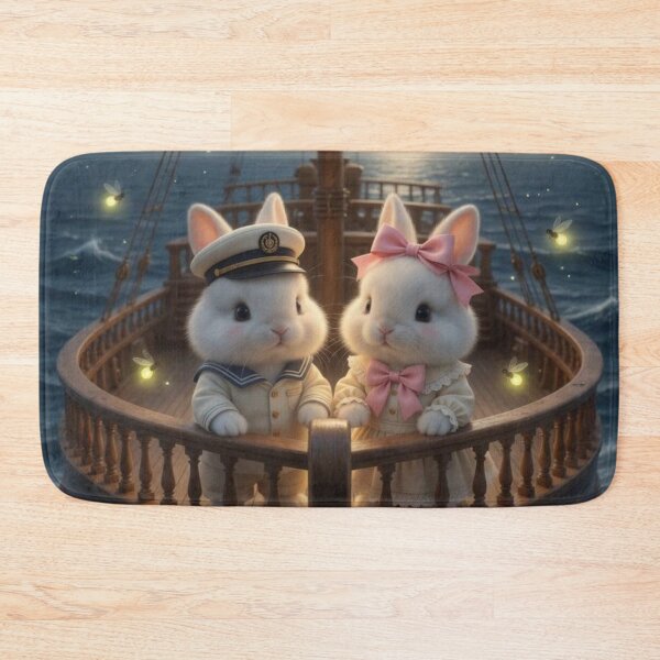 Item preview, Cute Sailor Bunnies on Wooden Ship Under Crescent Moon designed and sold by lovelistivkaa.