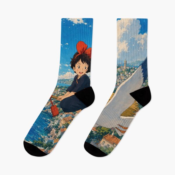 Item preview, Whimsical Flying Witch Girl & Black Cat Coastal Adventure Wall Art | Cute Fantasy Anime-Inspired Seaside Illustration | Magical Travel Decor designed and sold by AbstractAuraArt.