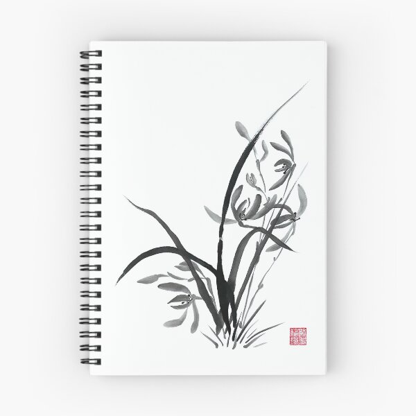 Item preview, Japanese Sumi-e Orchid Painting | Elegant Zen Ink Wash Floral Art designed and sold by Skayana.