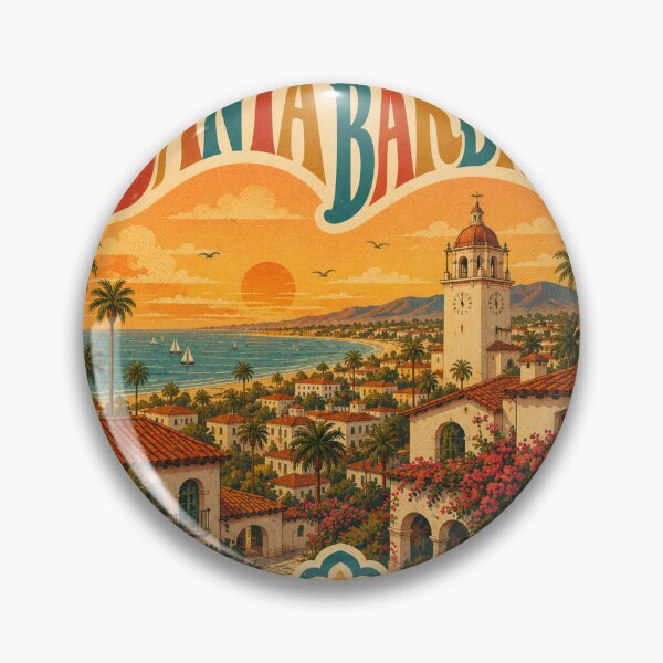Item preview, Santa Barbara USA Travel Souvenir - Retro Heart Illustration designed and sold by VisualArtsOasis.