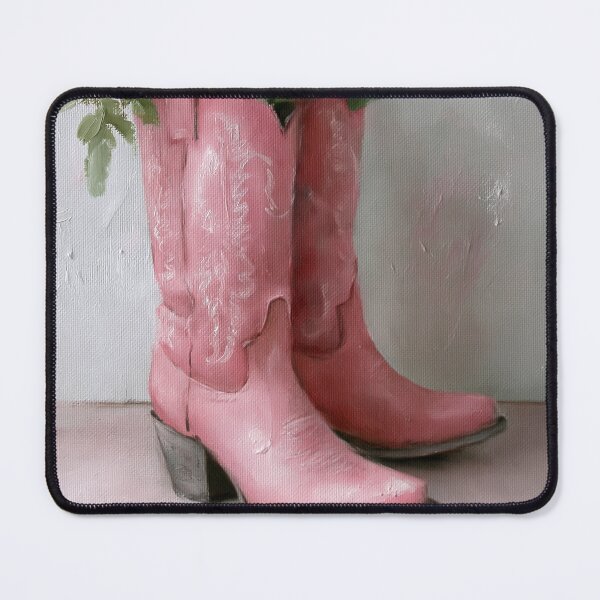 Item preview, Pink Cowgirl Boots with Flowers Oil Painting | Western Floral Wall Art | Rustic Country Decor | Cottagecore Cowboy Boots Print designed and sold by Artforhorse.