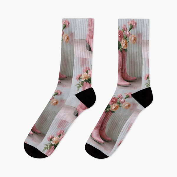 Item preview, Pink Cowgirl Boots with Flowers Oil Painting | Western Floral Wall Art | Rustic Country Decor | Cottagecore Cowboy Boots Print designed and sold by Artforhorse.