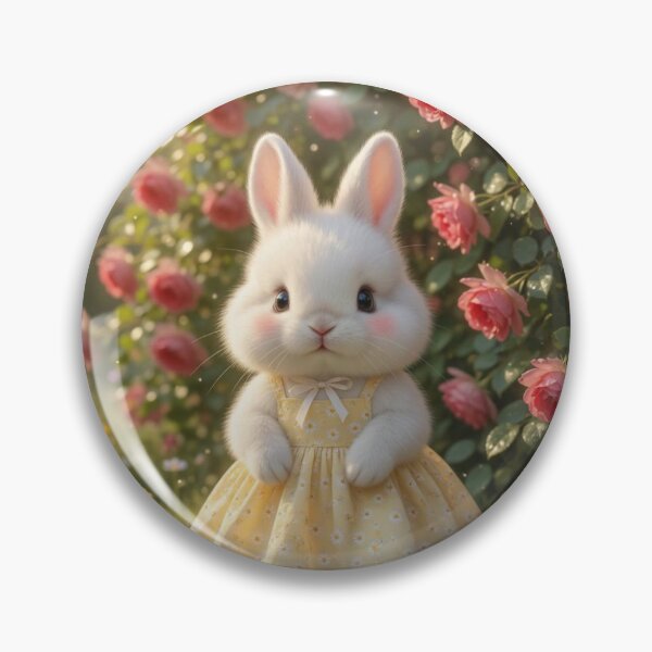 Item preview, Cute White Bunny in Daisy Sundress & Blooming Rose Garden designed and sold by lovelistivkaa.