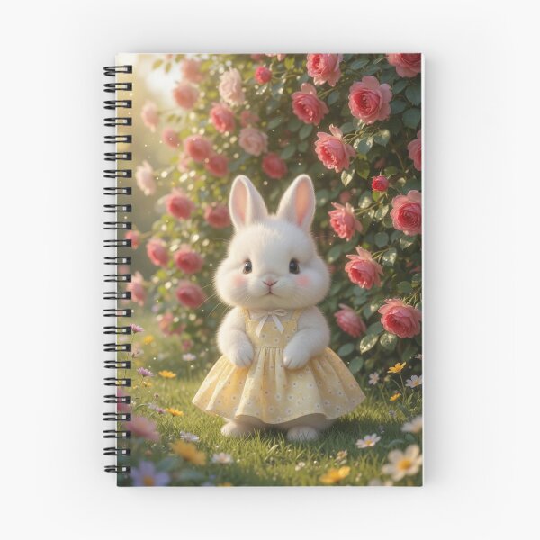 Item preview, Cute White Bunny in Daisy Sundress & Blooming Rose Garden designed and sold by lovelistivkaa.
