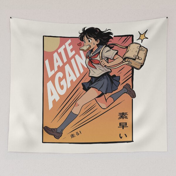 Item preview, Late Again Retro Anime Schoolgirl designed and sold by SakuraHaven.