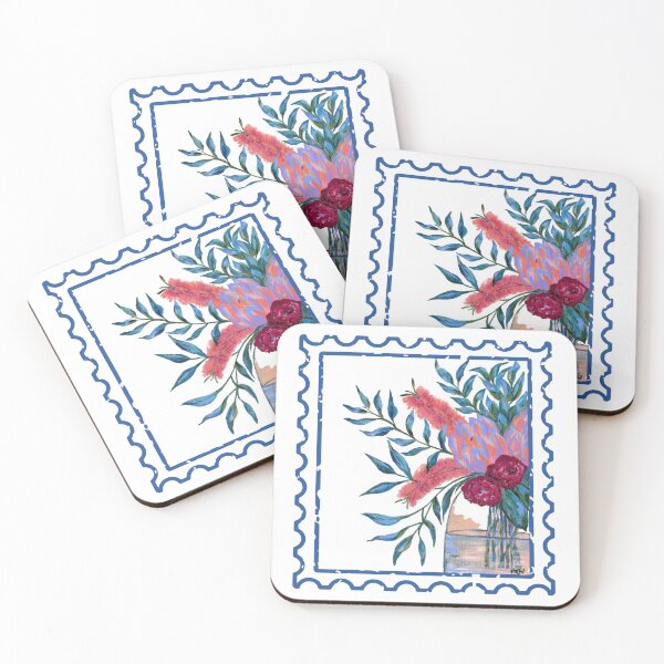 Item preview, Wavy blue floral stamp design  designed and sold by Bloominbush.