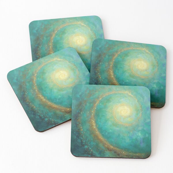 Item preview, Gold energy spiral on a turquoise background – Cosmic Harmony designed and sold by monchie.