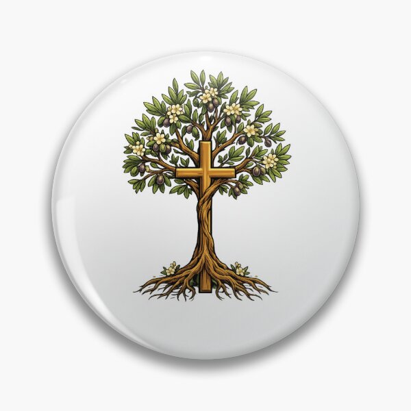 Item preview, Minimal cross growing into a flowering olive tree designed and sold by DVerse Studio.