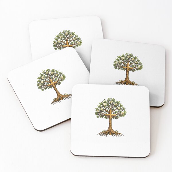 Item preview, Minimal cross growing into a flowering olive tree designed and sold by DVerse Studio.