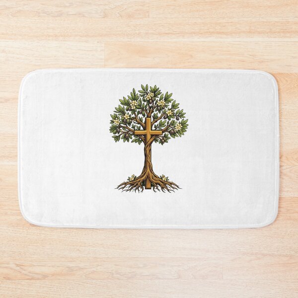 Item preview, Minimal cross growing into a flowering olive tree designed and sold by DVerse Studio.