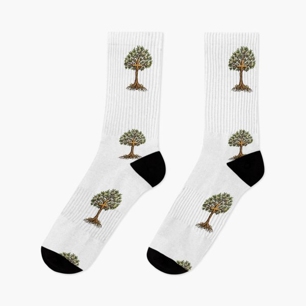 Item preview, Minimal cross growing into a flowering olive tree designed and sold by DVerse Studio.