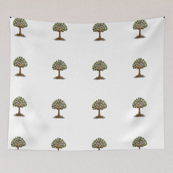 Item preview, Minimal cross growing into a flowering olive tree designed and sold by DVerse Studio.