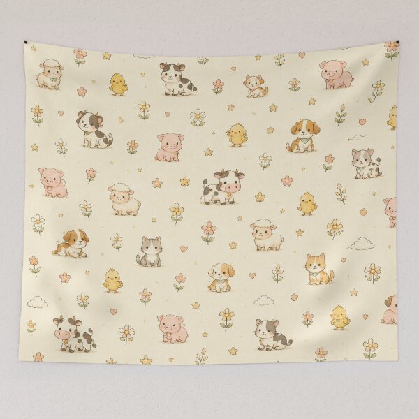 Item preview, Cute Farm Animal Pattern | Kawaii Baby Barnyard Friends Seamless Nursery Design designed and sold by Atum&Art.