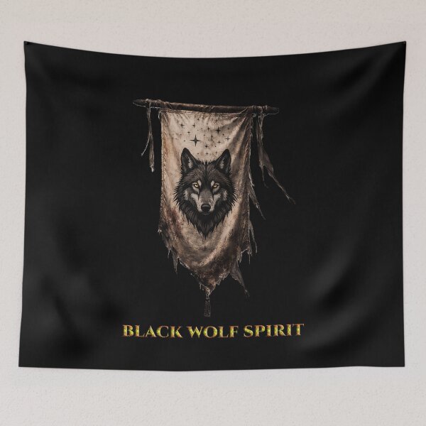 Item preview, Black Wolf Spirit - Full Imperial Flag - Dark Epic Fantasy Crest designed and sold by The Last Emperor Saga - Store.