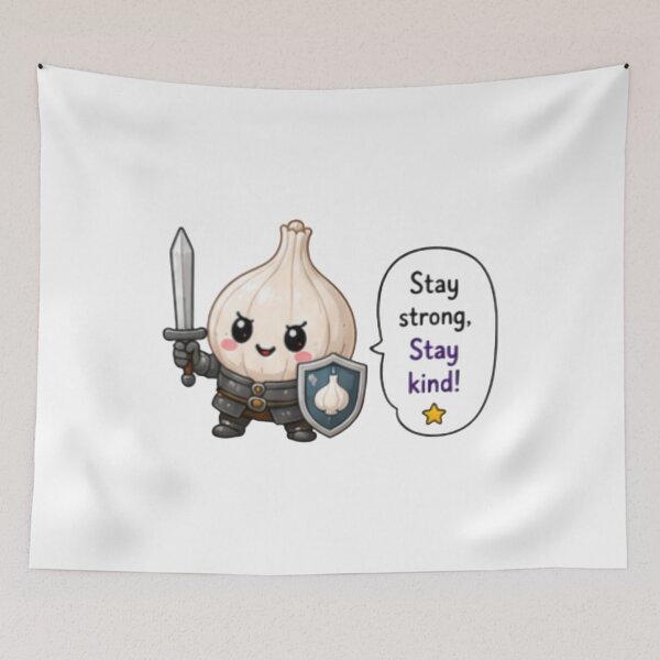 Item preview, Cute Brave Garlic Knight Stay Strong Stay Kind designed and sold by DailyDoodlesBySumbul.
