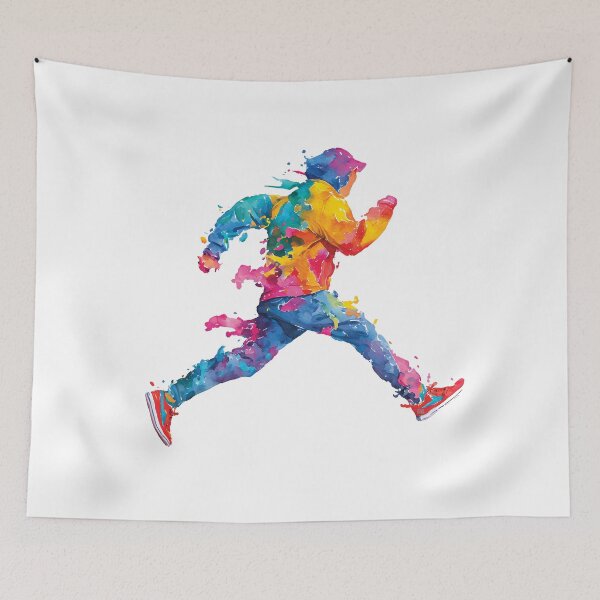 Item preview, Colorful Running Man Abstract Paint Splatter Runner Athlete Fine Art Graphic designed and sold by DesignArtist.ia.
