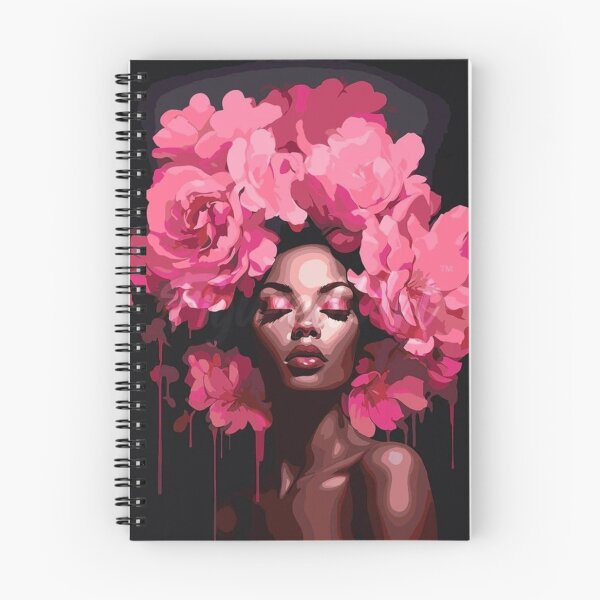 Item preview, Pink Floral Portrait Black Woman Art designed and sold by EatPrayLive.