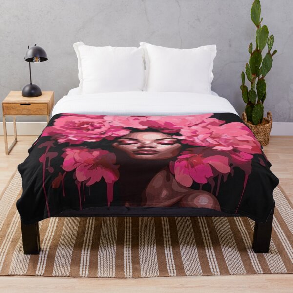 Artikelvorschau, Porträt einer schwarzen Frau mit rosa Blumen entworfen und verkauft von EatPrayLive.