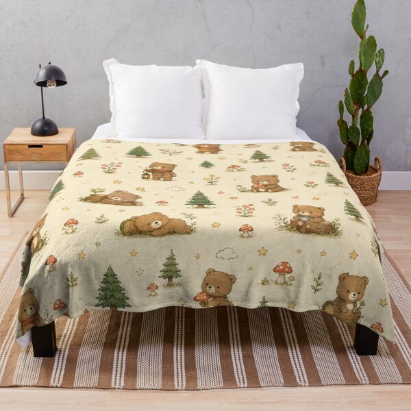 Item preview, Cute Teddy Bear Woodland Pattern | Kawaii Forest Bear Seamless Nursery Design designed and sold by Atum&Art.