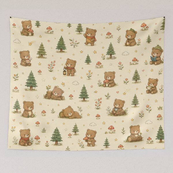 Item preview, Cute Teddy Bear Woodland Pattern | Kawaii Forest Bear Seamless Nursery Design designed and sold by Atum&Art.
