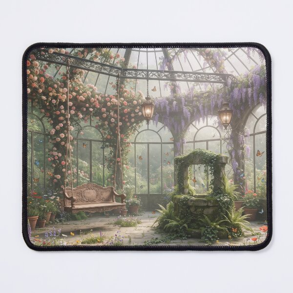Item preview, Secret Rose Conservatory, Romantic Botanical Glasshouse Art designed and sold by BlareBlare.