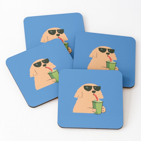 Item preview, Cool Dog Drinking Matcha Latte – Cute Retro Dog Illustration designed and sold by YohakuPause.