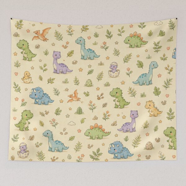 Item preview, Cute Dinosaur Friends Seamless Pattern | Kawaii Baby Dino Nursery Fabric & Kids Room Decor designed and sold by Atum&Art.