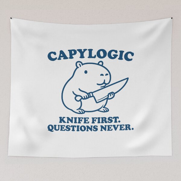 Item preview, Capylogic Capybara with Knife – Funny Memecore Design designed and sold by gunaone-design.