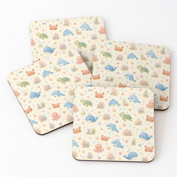 Item preview, Cute Ocean Friends Seamless Pattern | Kawaii Sea Animals Nursery Fabric & Baby Room Decor designed and sold by Atum&Art.