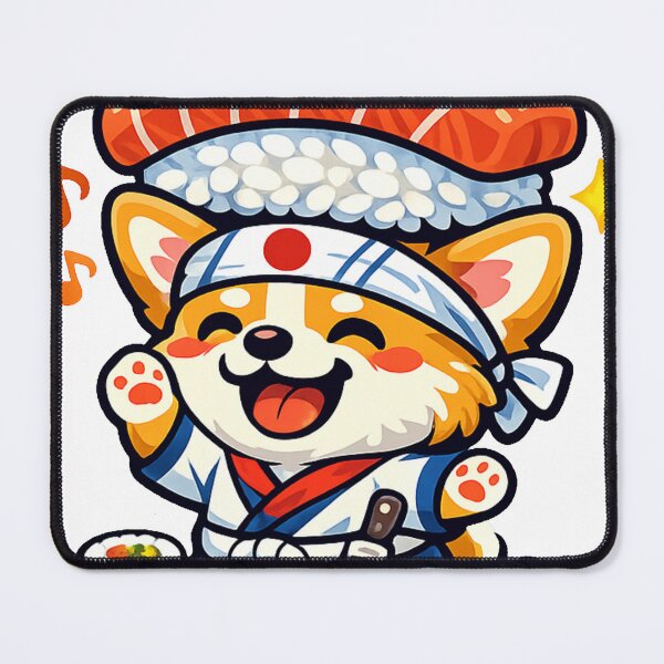 Item preview, Kawaii Sushi Chef Corgi Balancing Giant Salmon Nigiri – Cute Japanese Food Anime Sticker designed and sold by kawaii animal store (in Japan).