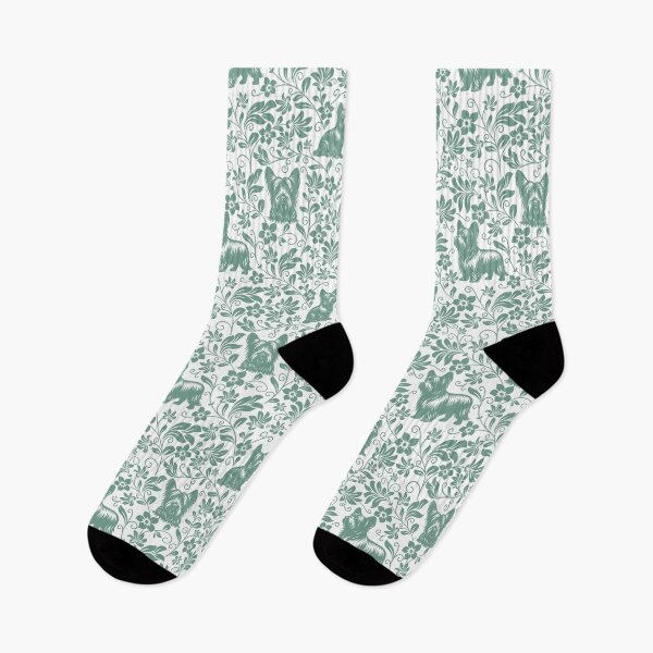 Aperçu de l'œuvre Motif floral Skye Terrier | Élégant motif botanique pour chien vert créée et vendue par WildLakePatterns.