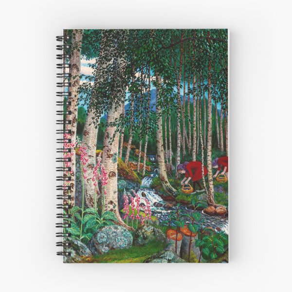 Item preview, Foxgloves and white birch forest landscape nature oil on canvas painting print by Nikolai Astrup designed and sold by Jéanpaul  Ferro.