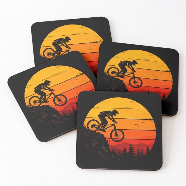 Item preview, Vintage Mountain Bike Sunset Wall Art | Downhill MTB Rider Silhouette | Mountain Biking Adventure Poster | Cyclist Gift designed and sold by AbstractAuraArt.