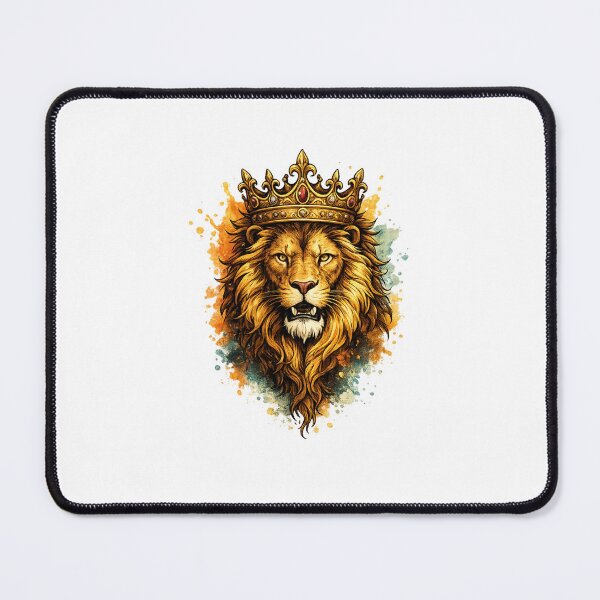 Item preview, Lion of Judah with elegant gold crown and watercolor splashes designed and sold by DVerse Studio.