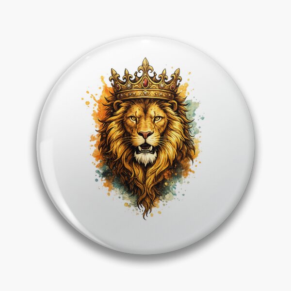 Item preview, Lion of Judah with elegant gold crown and watercolor splashes designed and sold by DVerse Studio.