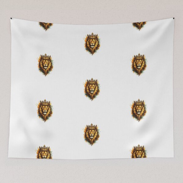 Item preview, Lion of Judah with elegant gold crown and watercolor splashes designed and sold by DVerse Studio.