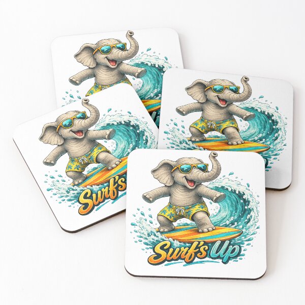 Item preview, Surf's Up – Funny Surfing Elephant Summer Design designed and sold by Lumivo Studio.