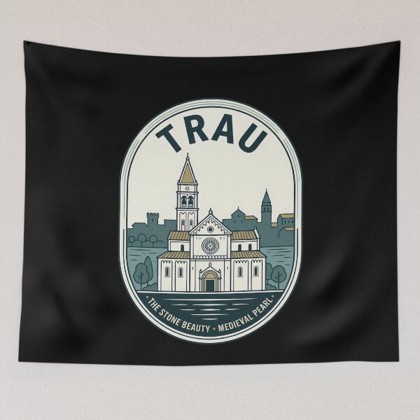 Item preview, Trogir Croatia Vintage Travel Emblem Medieval Architecture designed and sold by k3rstman1.