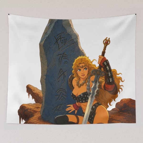Item preview, Sword & Sorcery Warrior Pin-Up | Classic Western Animation Inspired Fantasy Art designed and sold by  Hollow Moon Studios..