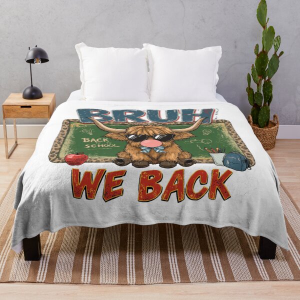 Item preview, Bruh We Back Highland Cow School Typography designed and sold by Oddifys.